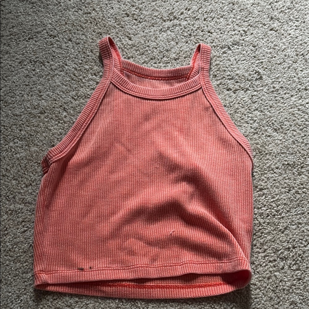 Coral Ribbed Women's Tank Top